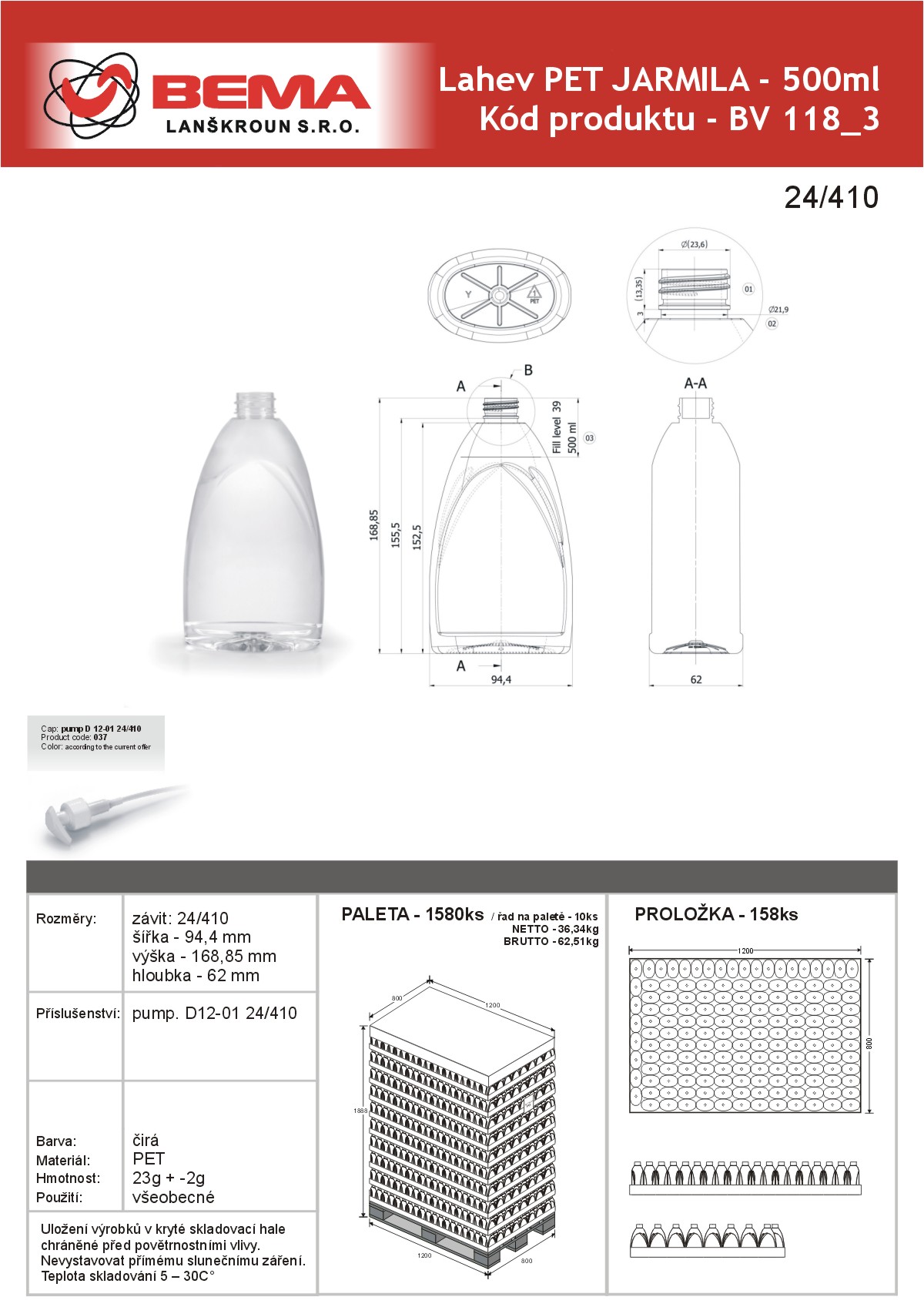 Lahev Jarmila500ml 24-410 23-4-2021